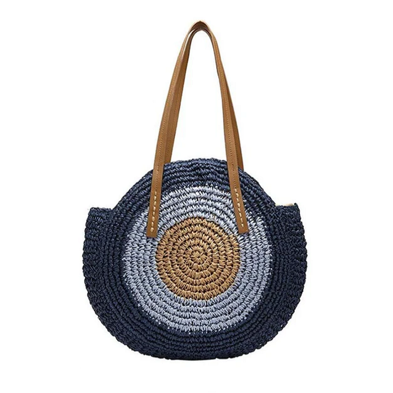 SandSling™ | Runde Stroh Vintage Strandtasche