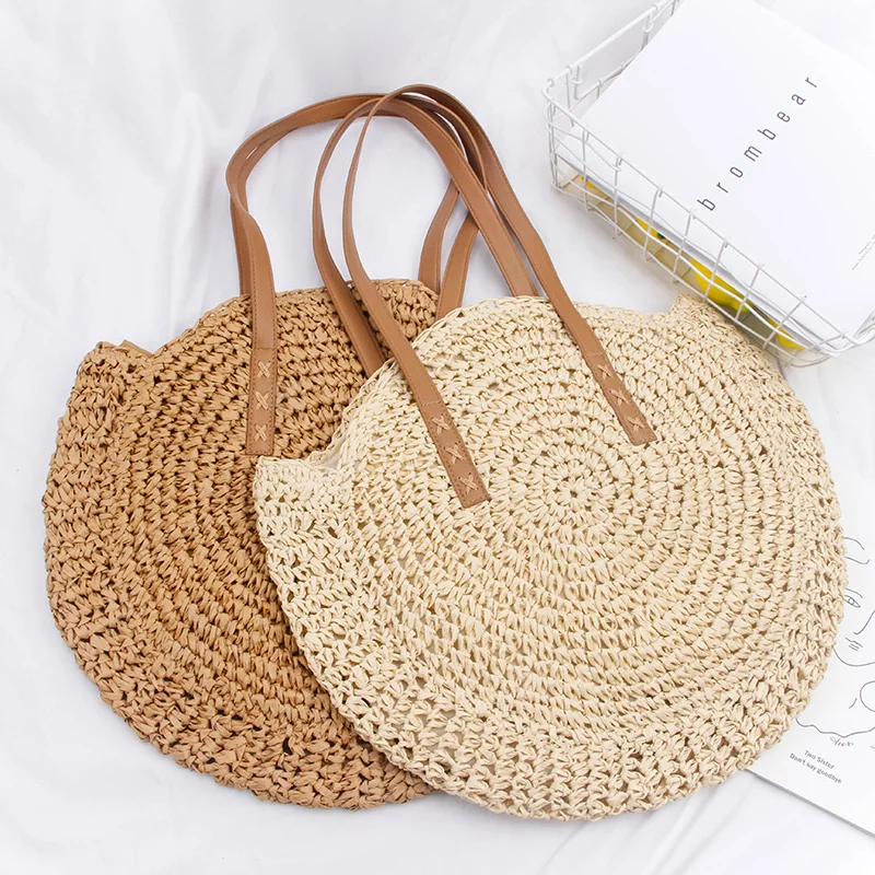 SandSling™ | Runde Stroh Vintage Strandtasche