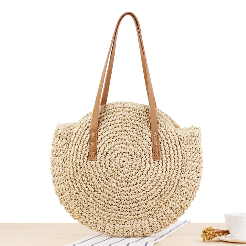 SandSling™ | Runde Stroh Vintage Strandtasche
