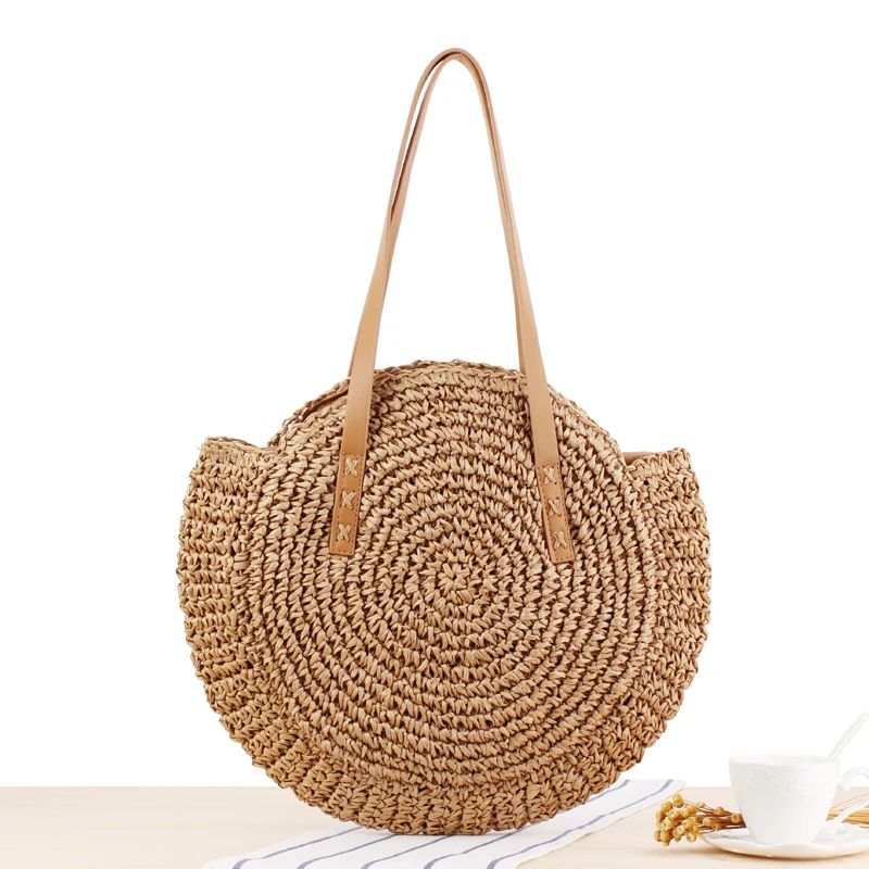 SandSling™ | Runde Stroh Vintage Strandtasche