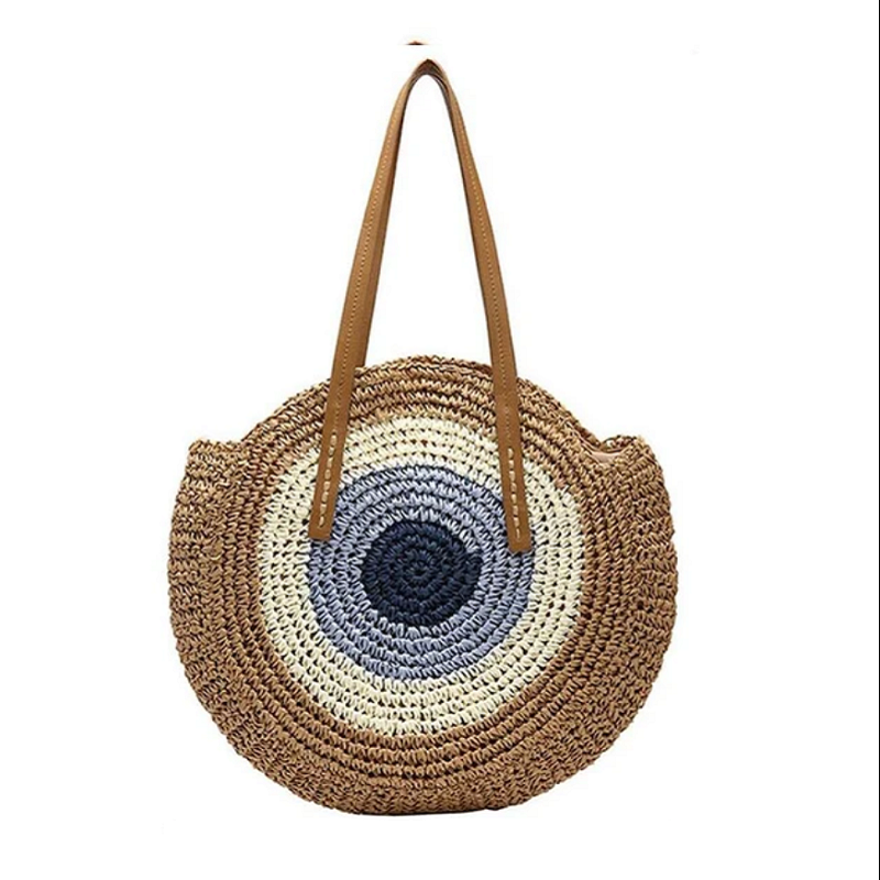 SandSling™ | Runde Stroh Vintage Strandtasche