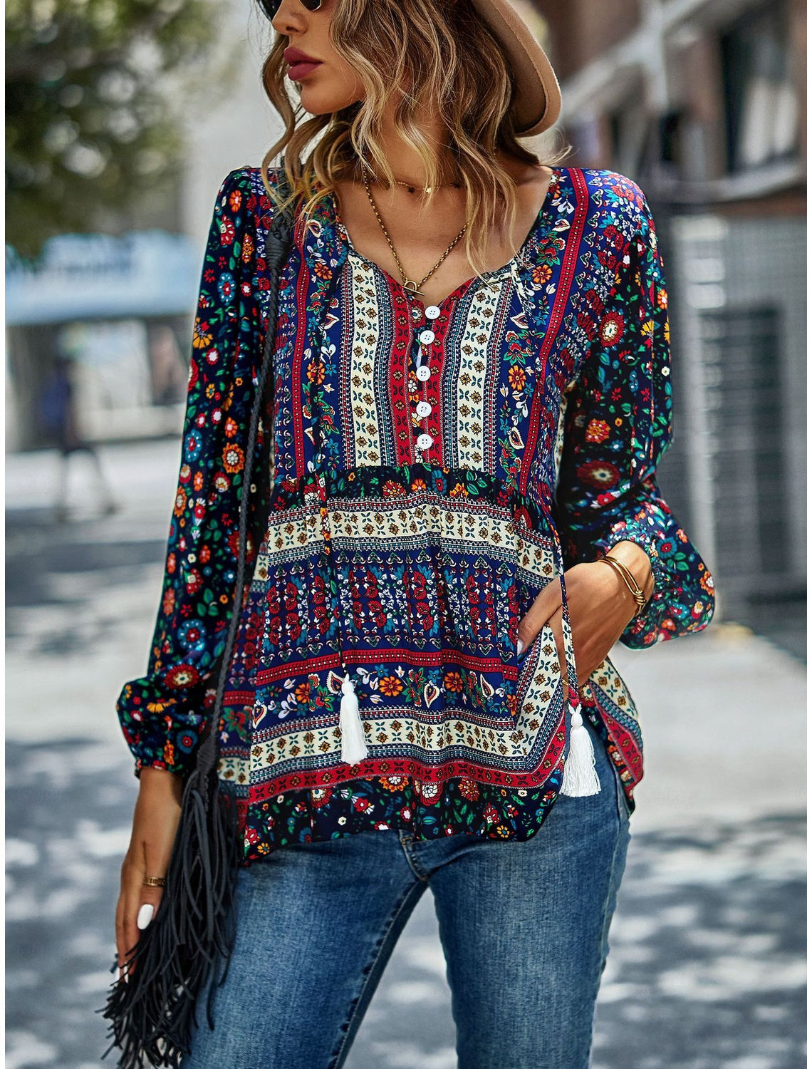 Schicke Boho-Sommerbluse für Frauen - Edeltraud